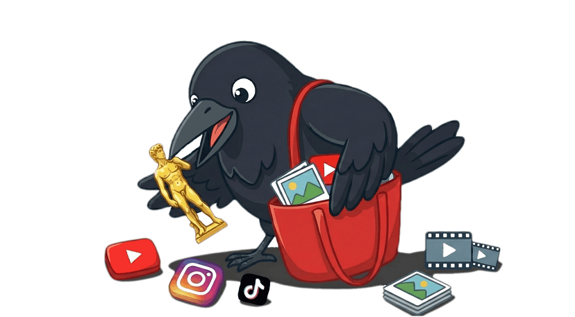 Sparky the crow mascot collecting inspiration from social media